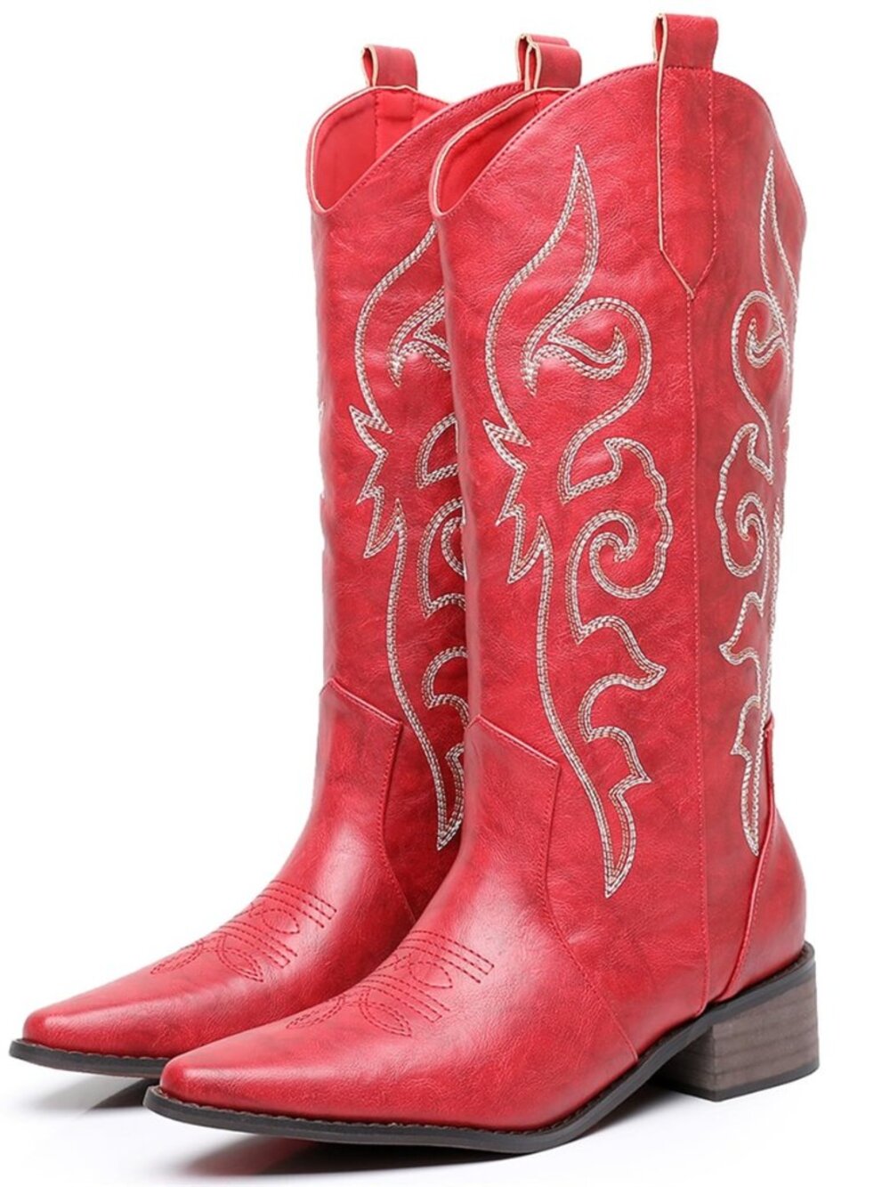 Cowboy Boots for Women, Pointed Toe Chunky Heel Western Boots, Mid Calf